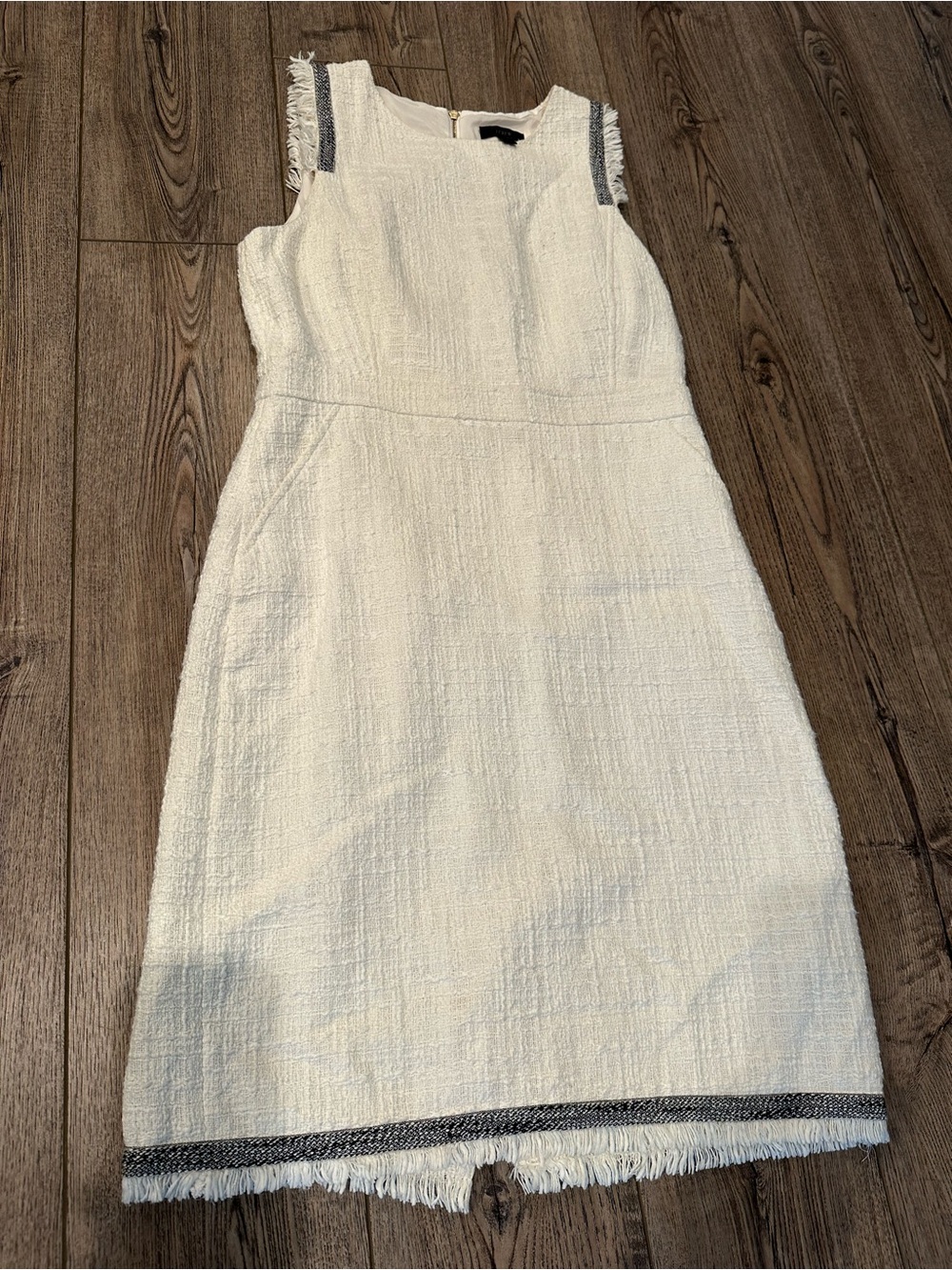 Vintage J. Crew Sleeveless Ivory Fringe Dress Size 12